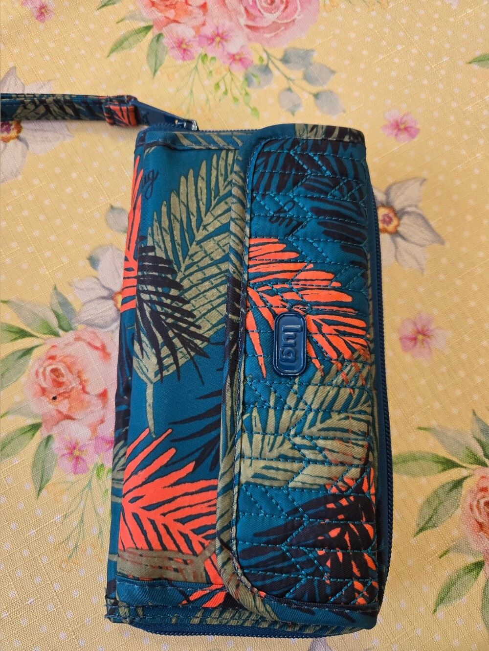 LUG Blue Tropical Print Wallet with Wrist Strap